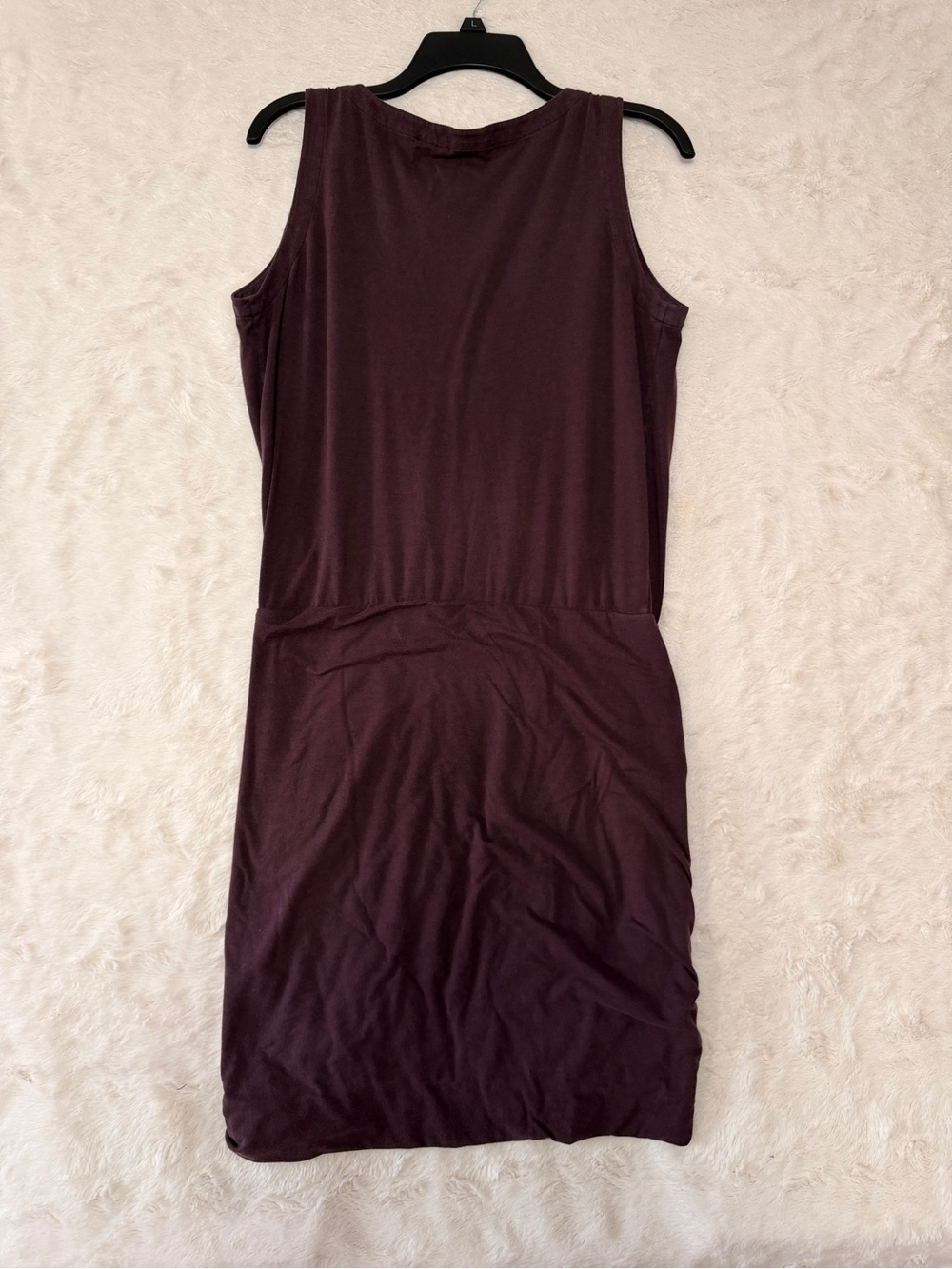 Athleta Tulip Dress M Plum Purple Ruched Side Sleeveless Cotton Modal Stretch - Picture 11 of 11